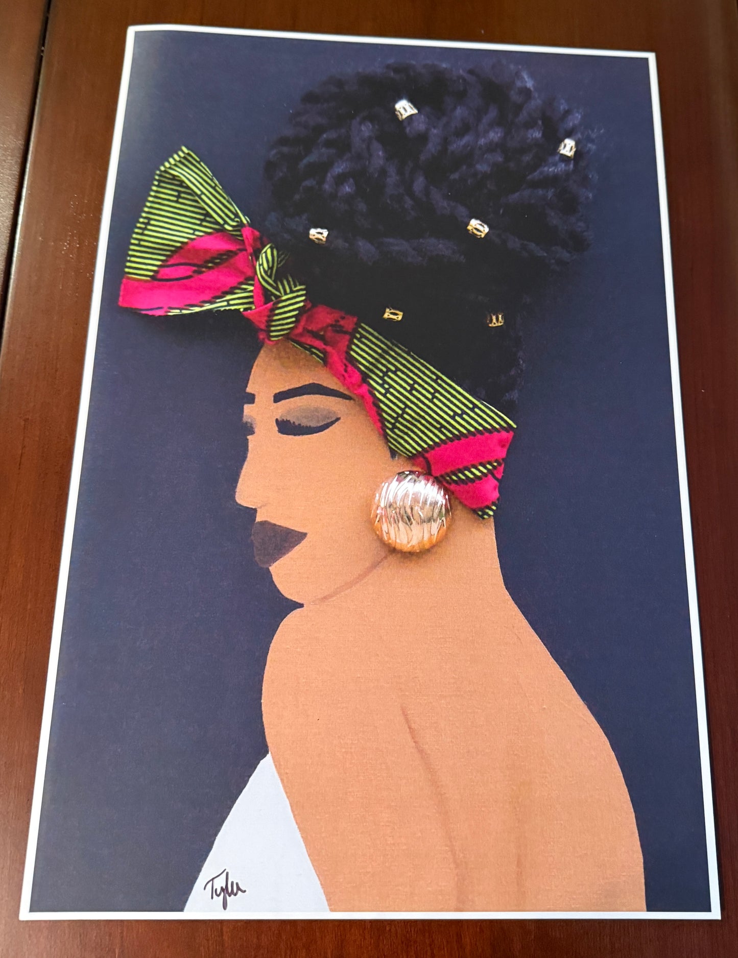 Bun Life Pink and Green- 12X18 2D Paper Print (No Hair or Fabric)